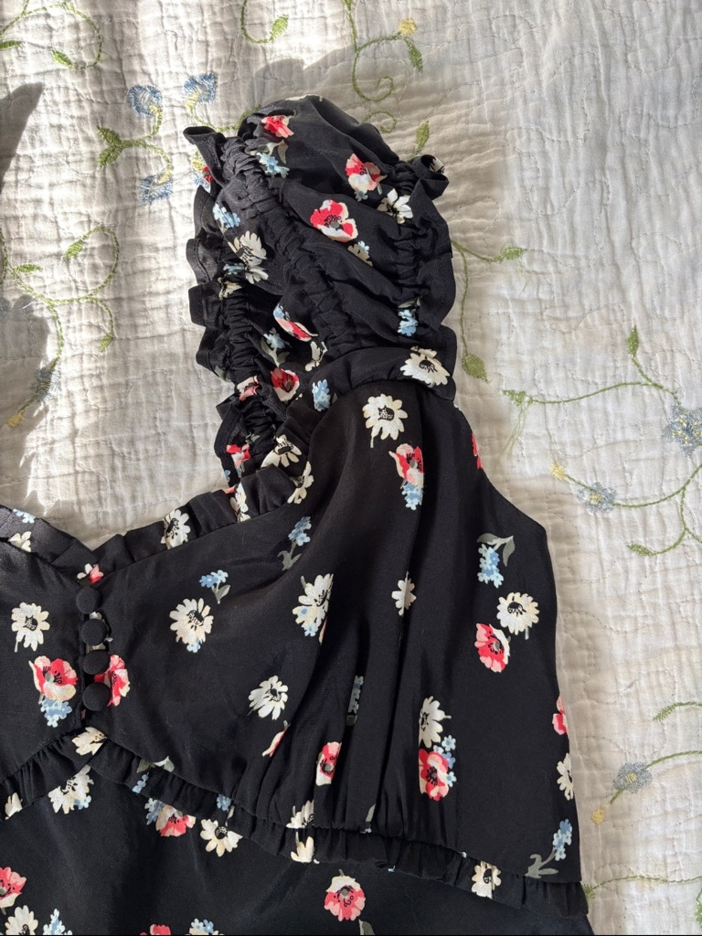 NWT Gap Floral Milkmaid Midi Dress Cottagecore Puff Sleeve Smocked M - Picture 5 of 12